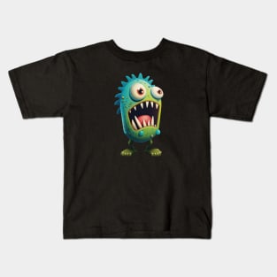 Green and Blue Cute Monster Kids T-Shirt